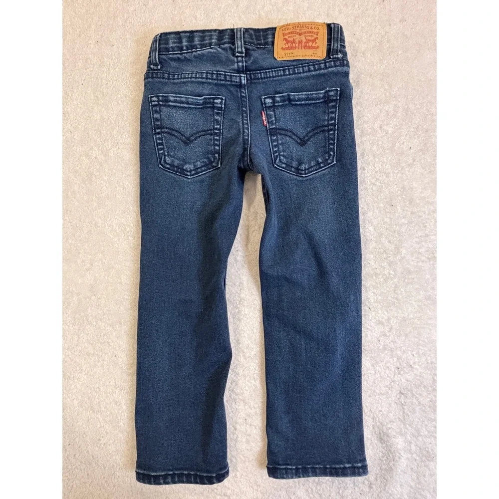 Levis 511 Slim‎ Fit Jeans Boys Size 4 Regular Dark Wash Denim Adjustable Waist